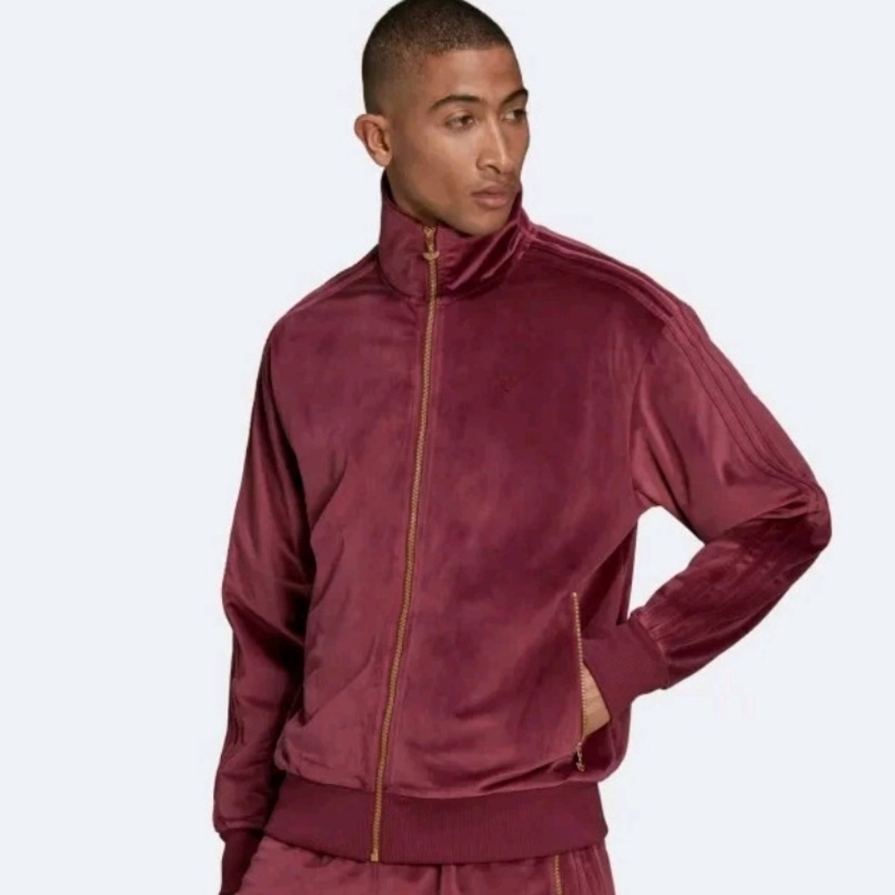 Adidas Prime Green Firebird Soft Velour Track Jacket Men's Victory Crimson Large